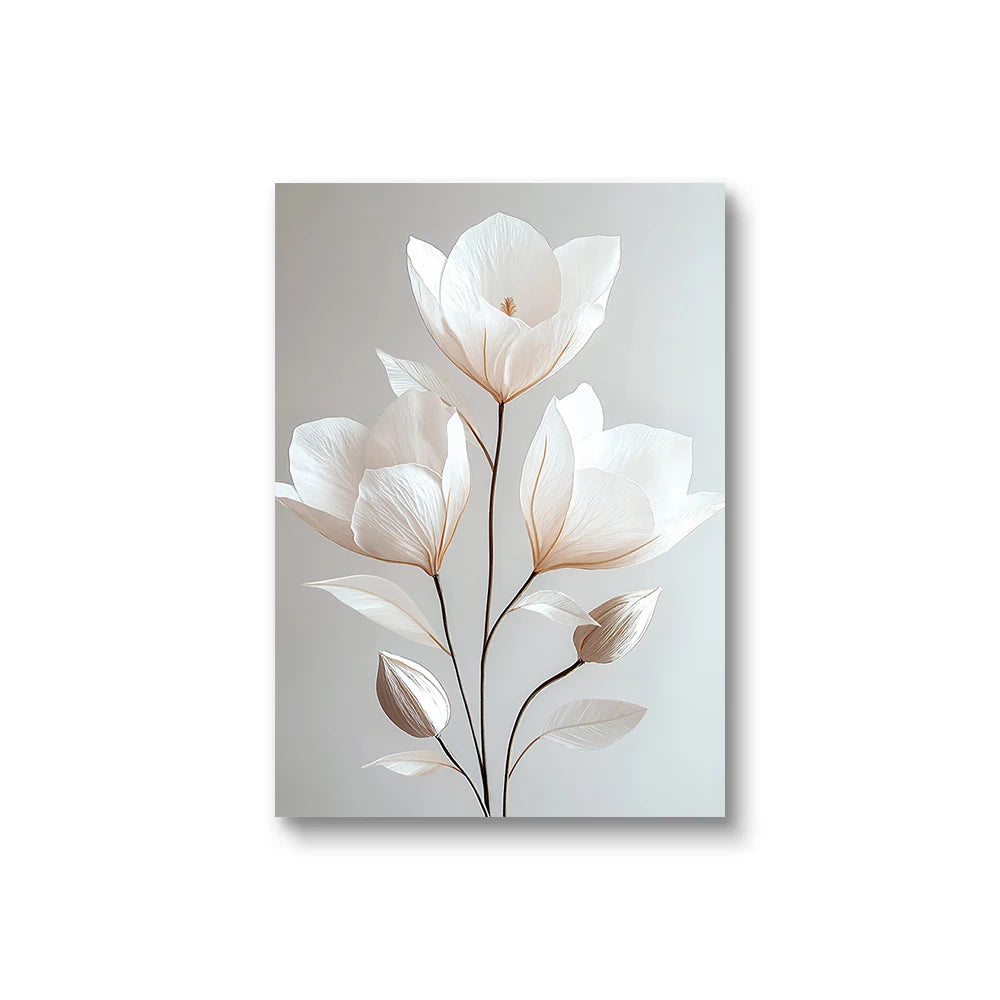 Nordic Beige Peony Canvas Wall Art