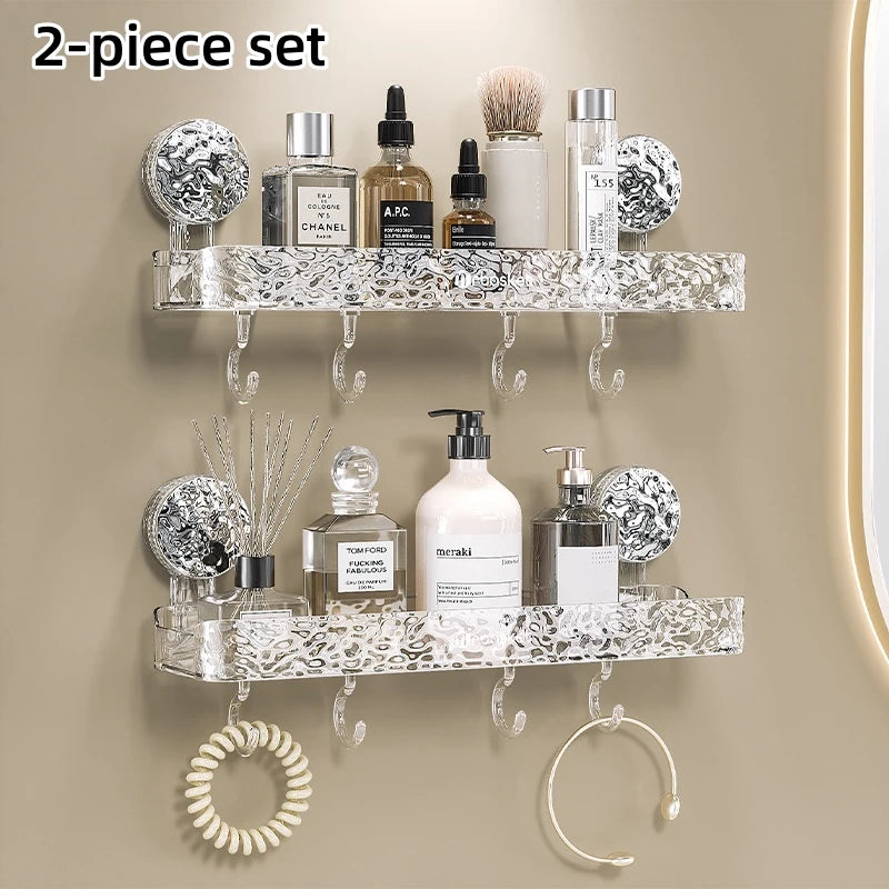 Elegant Glacier Suction Cup Bathroom Organizer