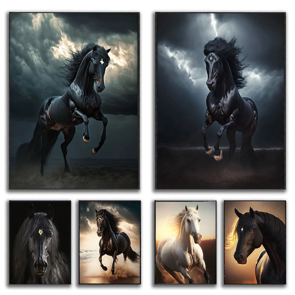 Colourful Horses Canvas Oil Painting