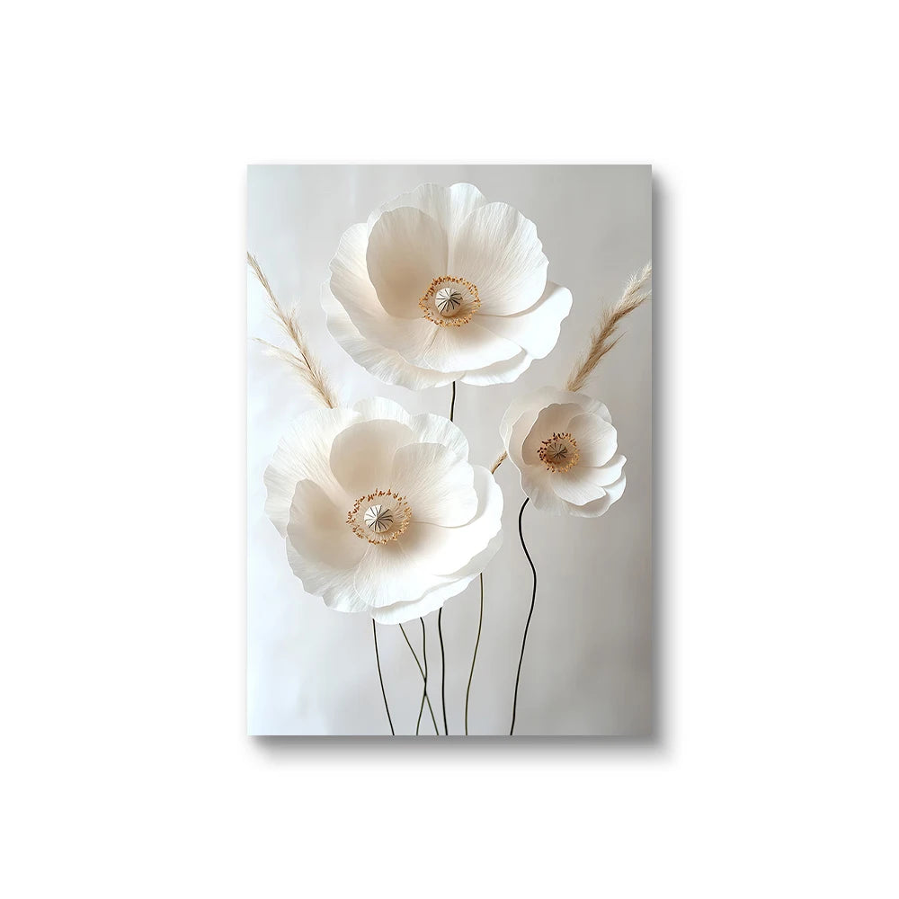 Nordic Beige Peony Canvas Wall Art