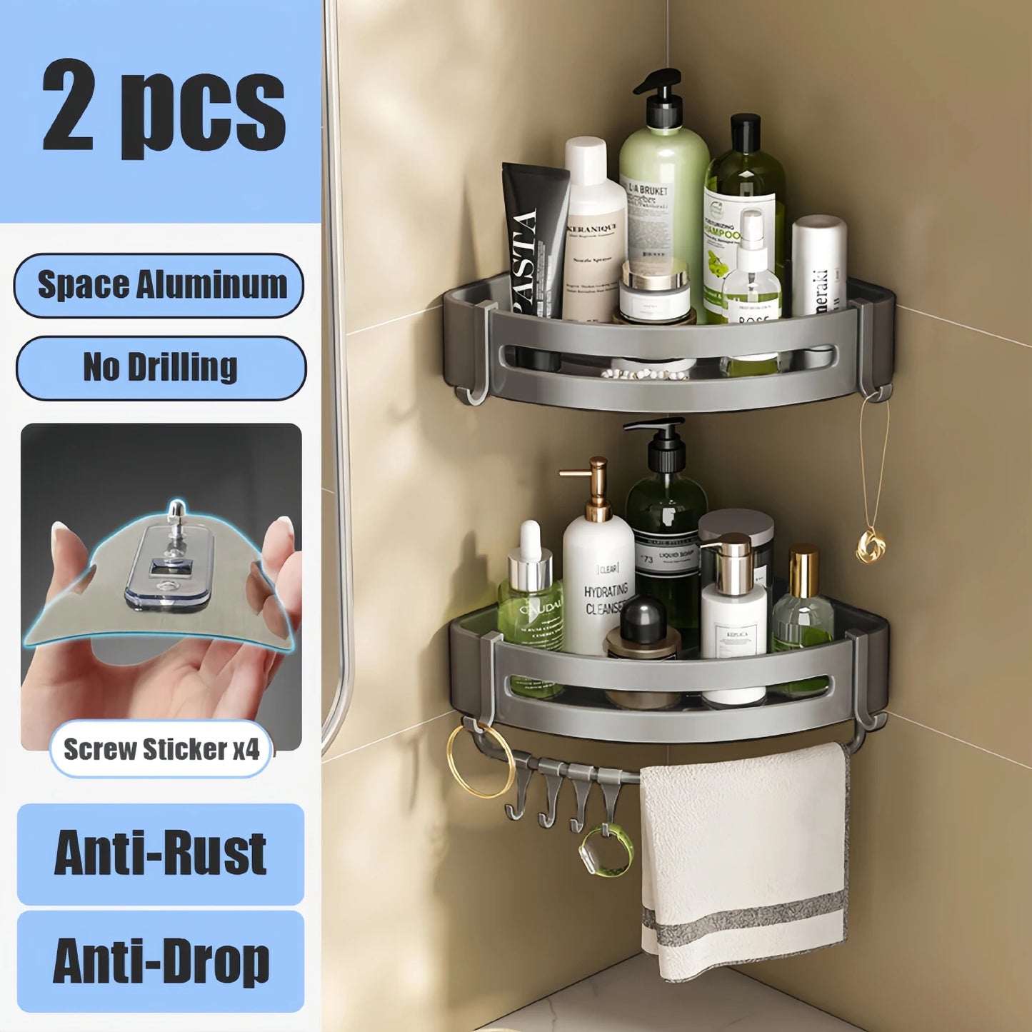 Bathroom Shelf No Drill Organizer Rack