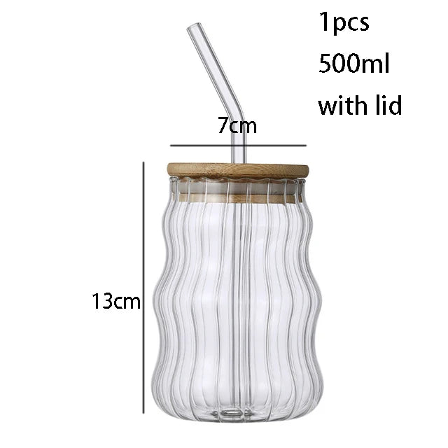 Creative Glass Cup With Bamboo Lid