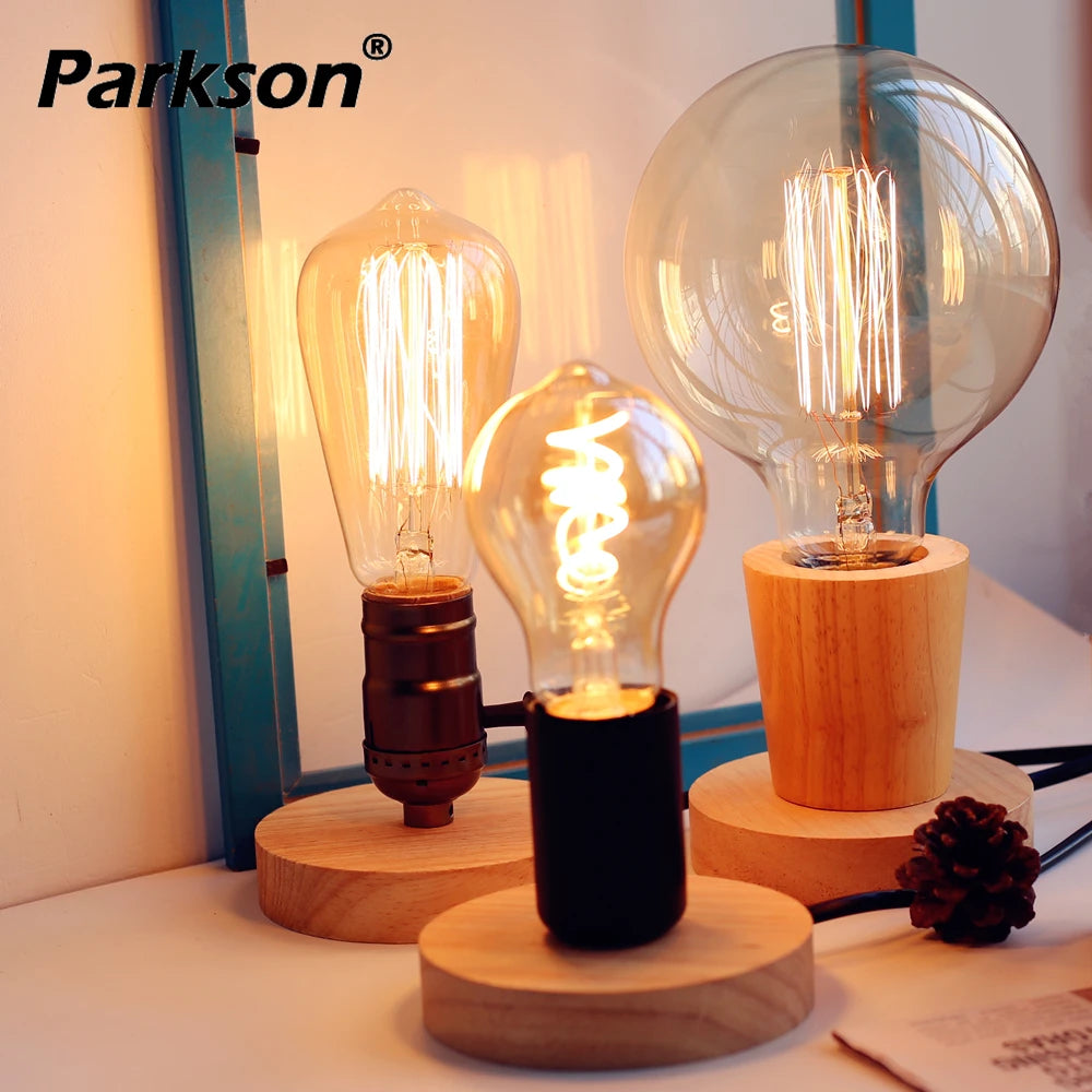 Retro Wood Table Lamp