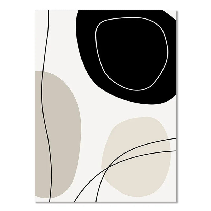 Abstract Geometric Beige Black Boho Minimalist Poster