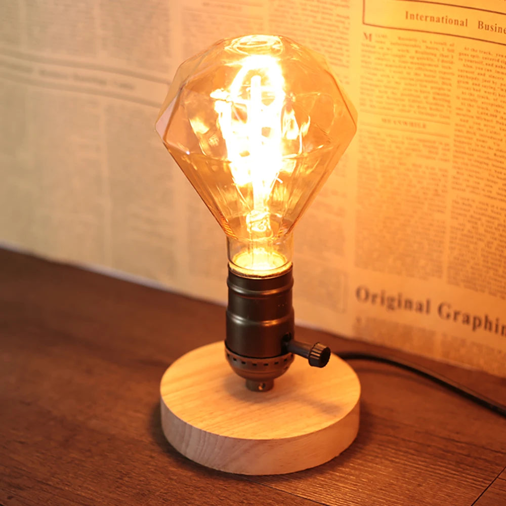 Retro Wood Table Lamp