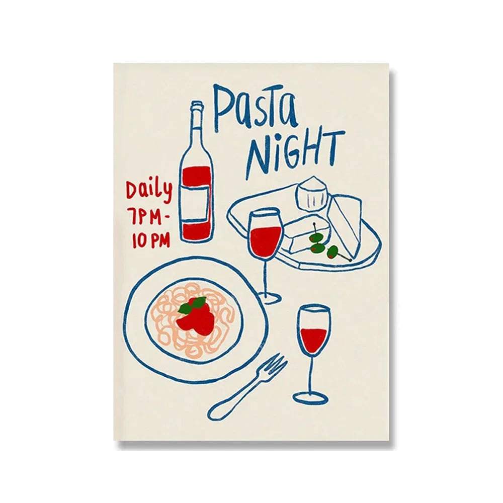 Wine & Cheese Noodles Modern Wall Art