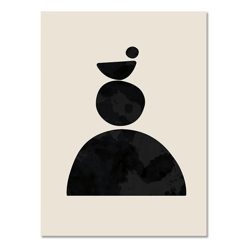 Abstract Geometric Beige Black Boho Minimalist Poster