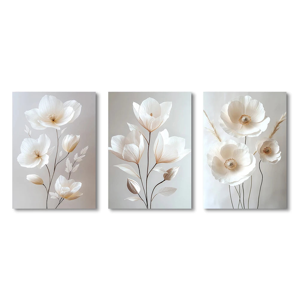 Nordic Beige Peony Canvas Wall Art
