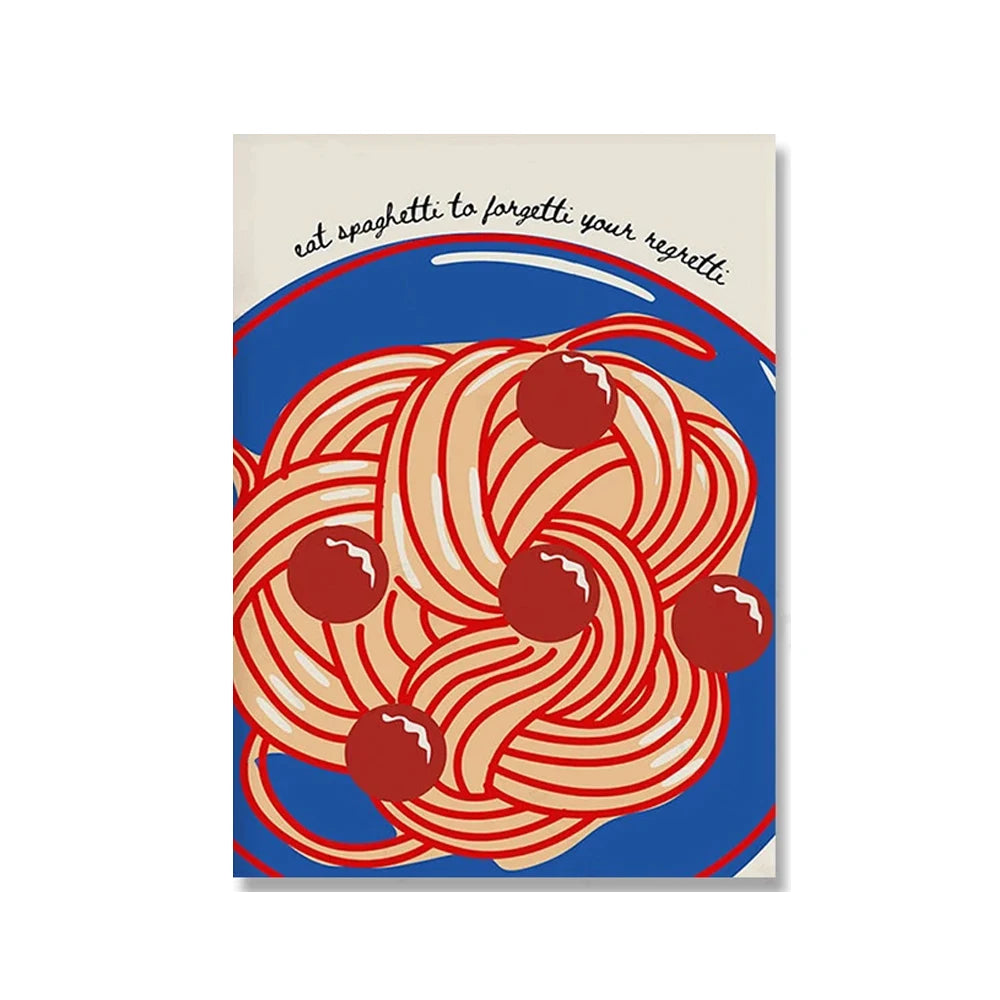 Wine & Cheese Noodles Modern Wall Art