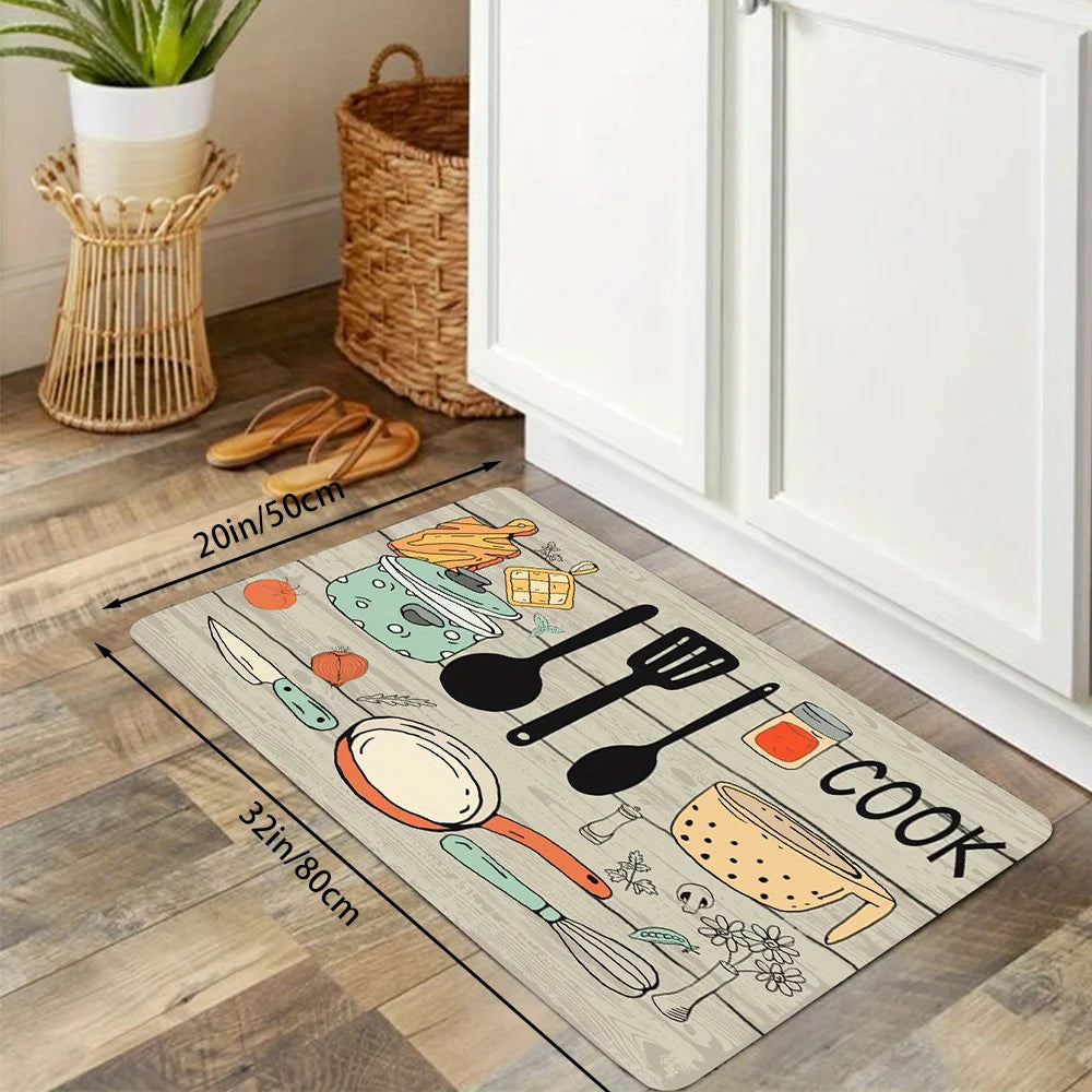 Cartoon Knife & Fork Kitchen Door Mat