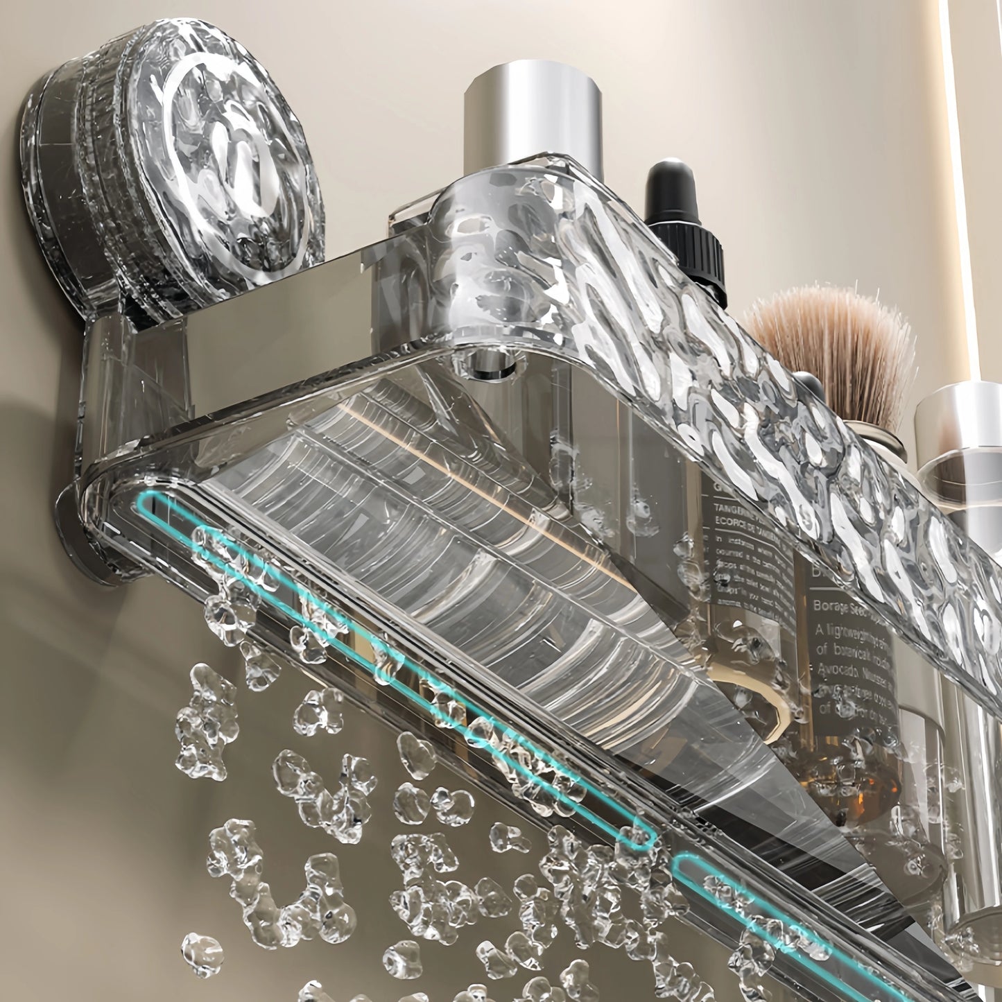 Elegant Glacier Suction Cup Bathroom Organizer