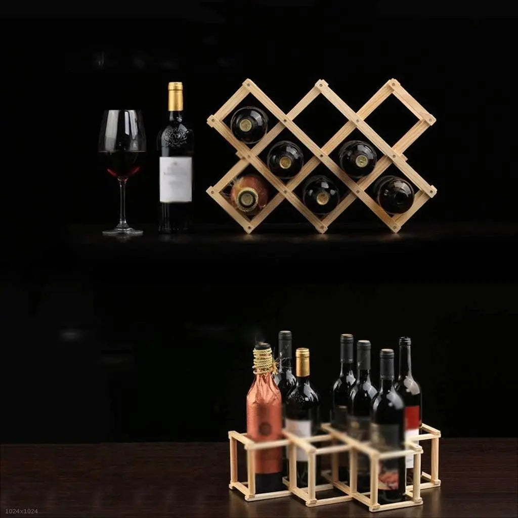 Collapsible Wooden Wine Bottle Rack