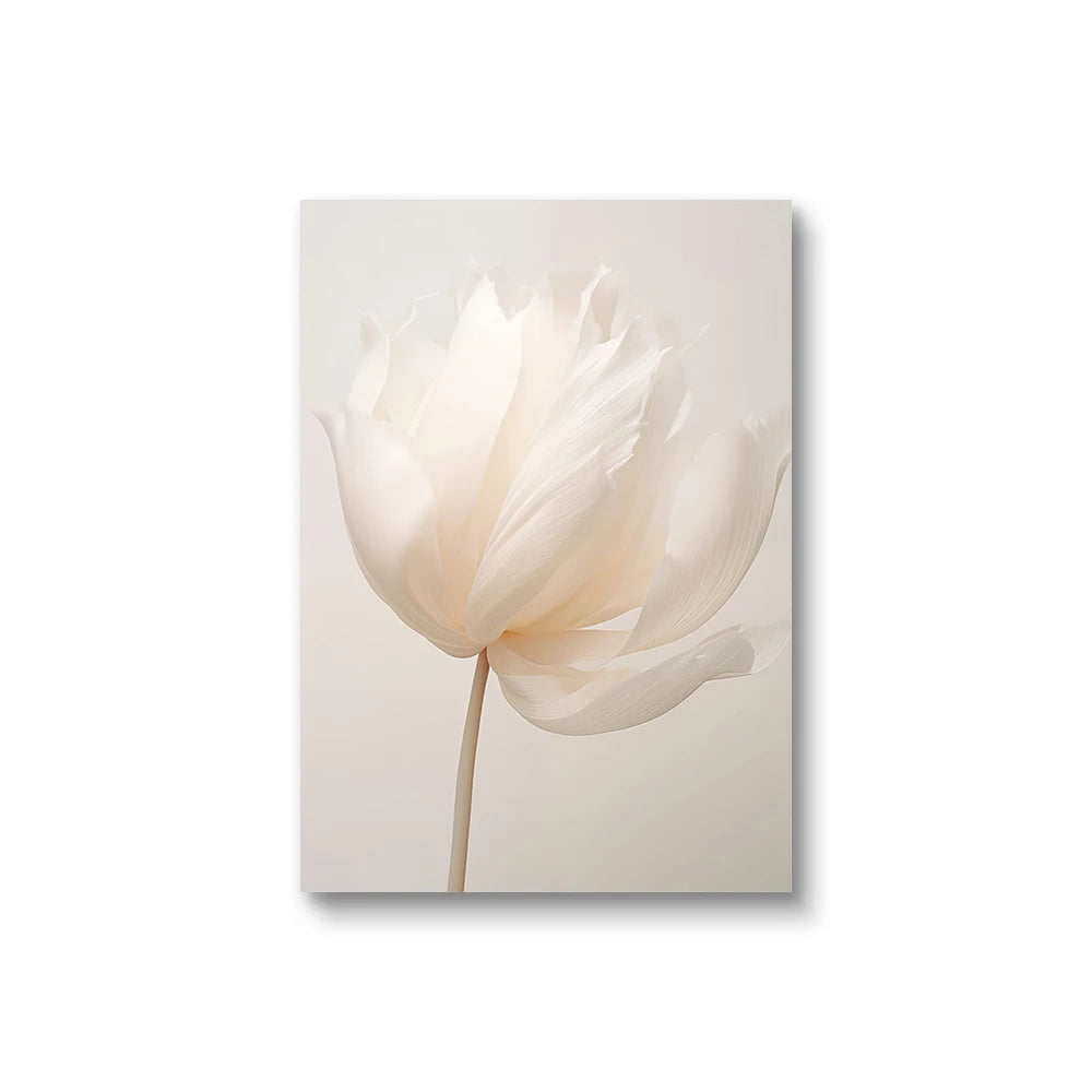 Nordic Beige Peony Canvas Wall Art