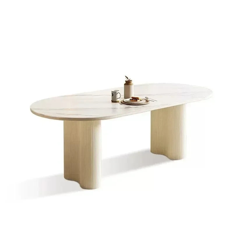 Elegant Marble Dining Set with Turntable