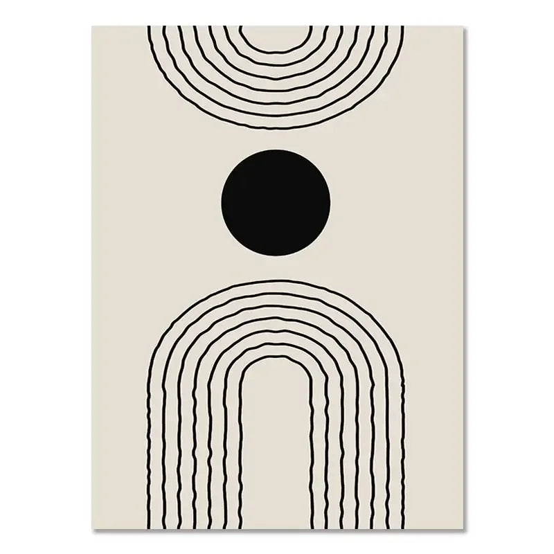 Abstract Geometric Beige Black Boho Minimalist Poster